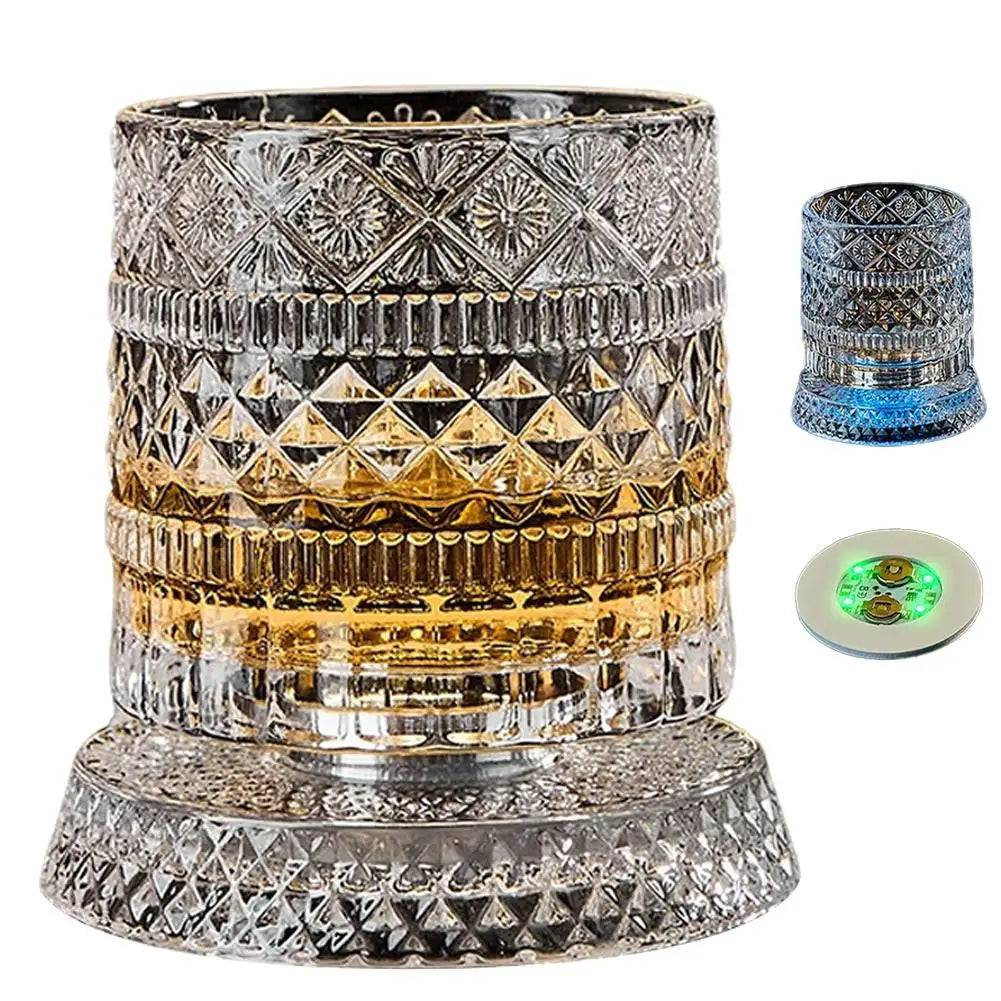 1set 260ML Rotating Whiskey Glass Creative Crystal Premium Beer Cup Str Relief Liquor Cup With Base Straight Drink Mold Wine Gla