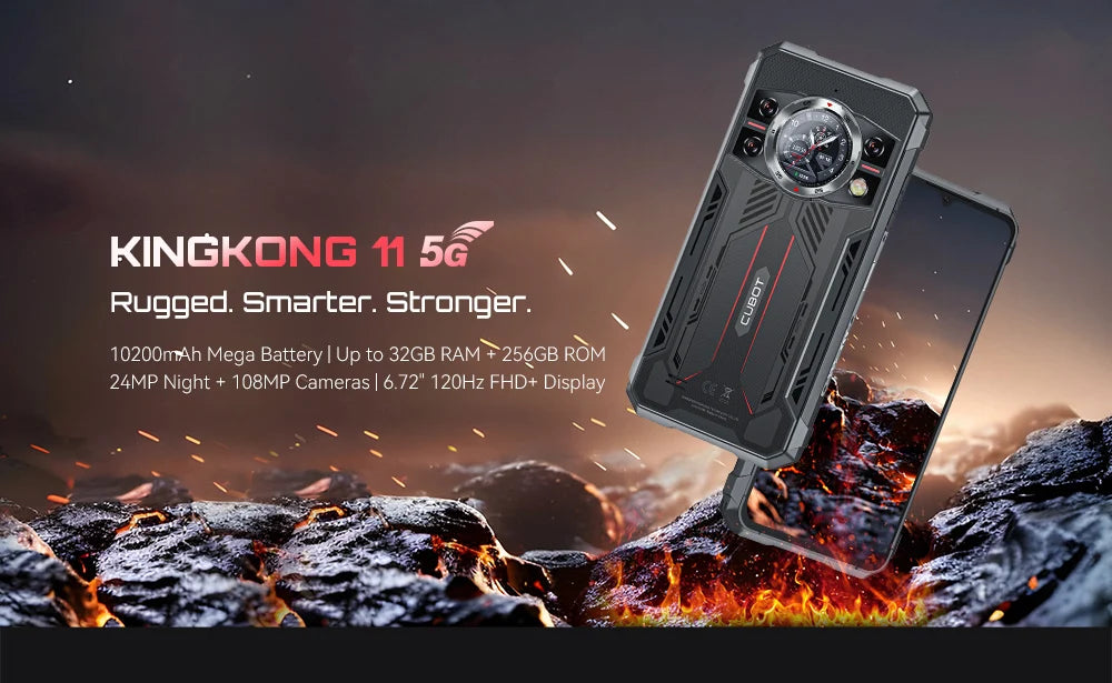 [Ship From UK] Cubot KingKong 11 Rugged Smartphone 5G 10200mAh 32GB(16+16) 256GB 108MP 6.72'' Mobile Phone Android 15 Cellphones