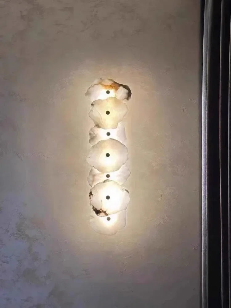 Modern Natural Marble All Copper LED Wall Lamp Dining Room Bedroom Bedside Living Room Indoor Creative Decoration Wall Light