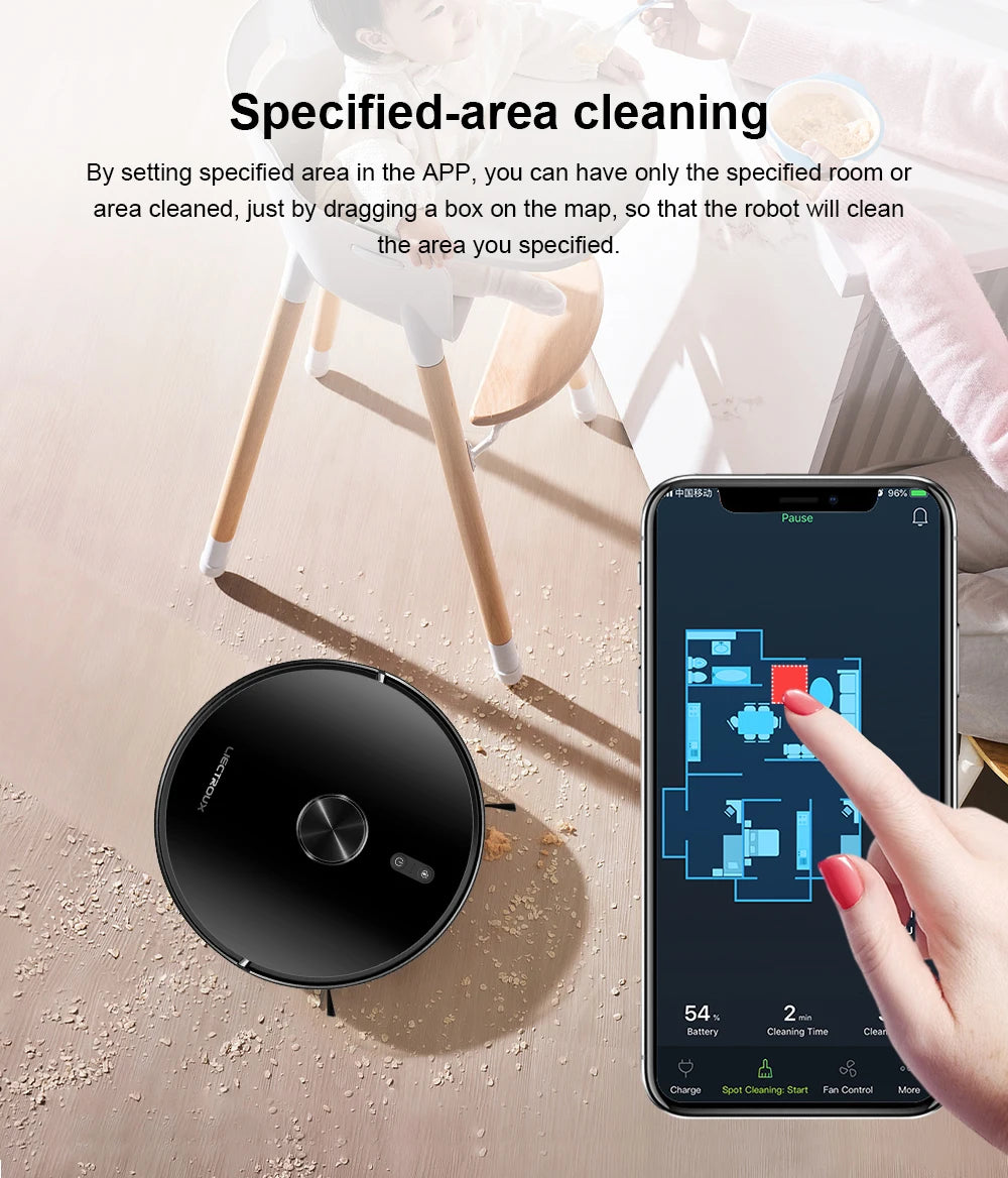 Robot Vacuum Cleaner Liectroux/Lilin X6, LDS Lidar Laser System,6500Pa,Multi-Floor Maps,Y Shape Wet Mop,Multilingual Voice