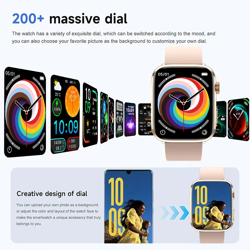 2026 Smart Watch 24/7 Women Health Full Touch Screen BT Call Waterproof Watch Sports Fitness Tracker Health Smartwatch Lady Gift