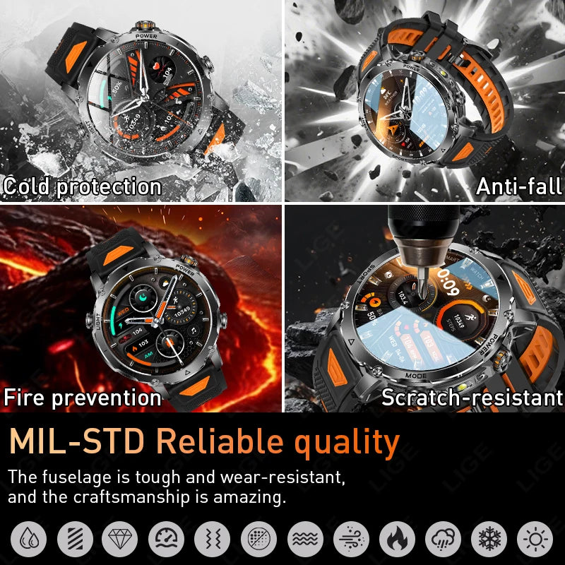 LIGE Men Smart Watch 1400 mAh 1.7 Inch Screen Bluetooth Call Voice Assistant Watch Sport Fitness IP68 Waterproof Smartwatch 2026