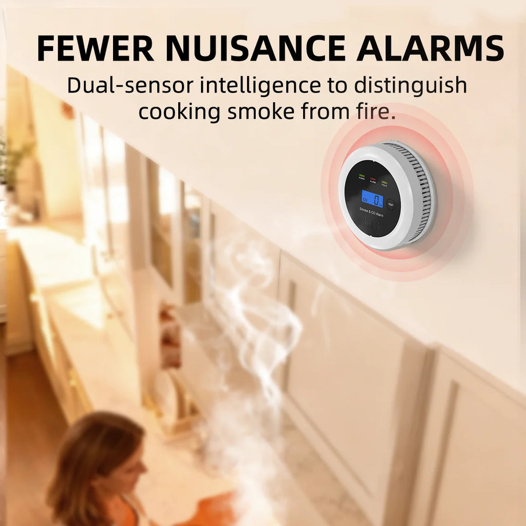 Independent Smoke detector Carbon Monoxide Alarm Combo，2 in 1 Smoke & CO Alarm for Home Security Protection Smoke Alarm