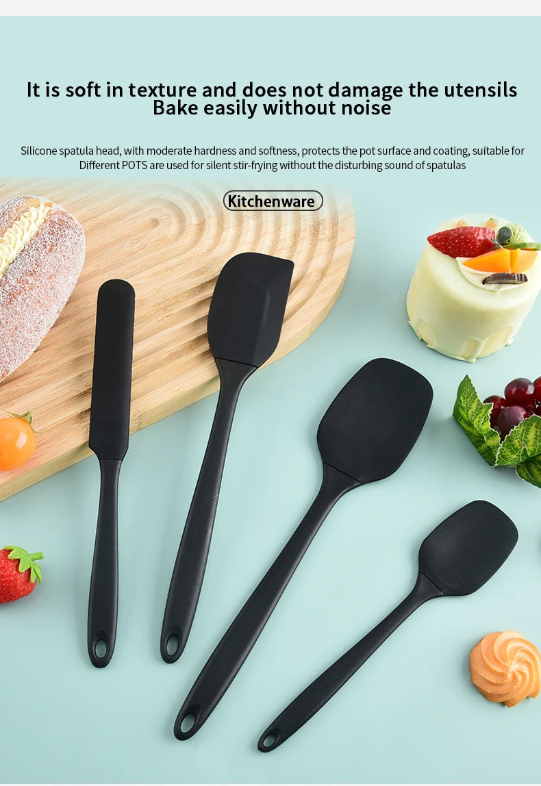 Silicone kitchenware 6-piece set, cream  scraper, spatula, oil brush, size scraper set baking tool，Non-integrated hand