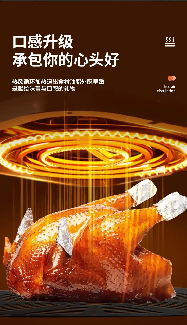 Household Air Fryer - New Visual, Large-capacity, Smart Reservation, Multi-functional Electric Fryer & Integrated Electric Oven.