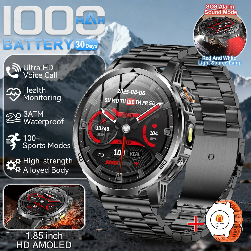 2026 Military T-Rex 3 Smart Watch Fitness Clock Men 466*466 AMOLED Screen 1000mAh Battery Flashlight Call Waterproof Smartwatchs