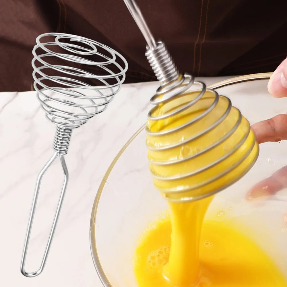 New Stainless Steel Manual Press Type Egg Beater Creative Honey Spoon Mixer Milk Jam Stirring Spoon Kitchen Baking Cooking Tools