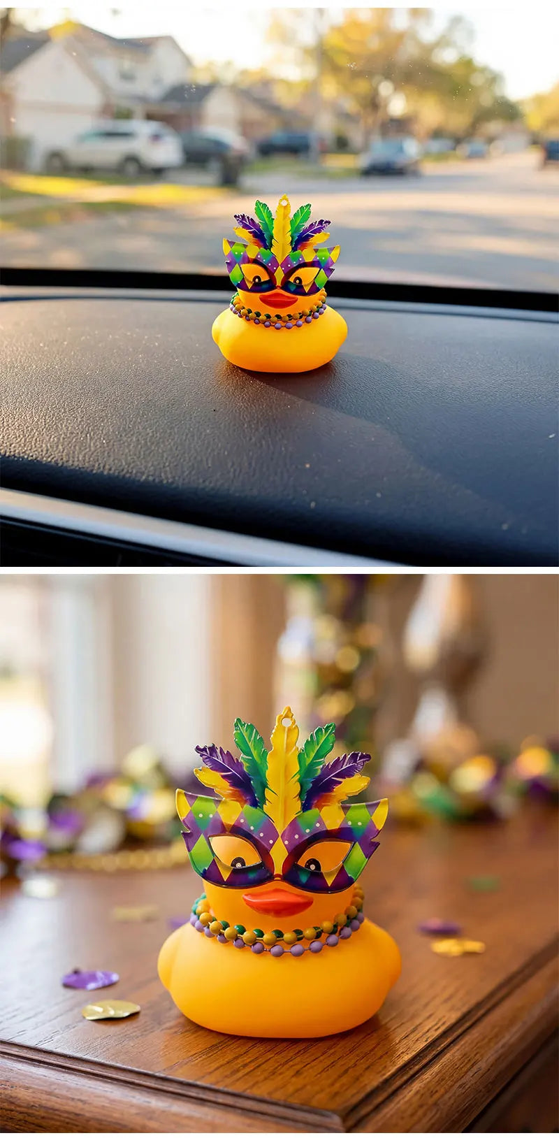 Cute Mask Party Rubber Duck Car Dashboard Decor Funny Car Accessories for Stress Relief Desk Ornament Novelty Gifts for Friends
