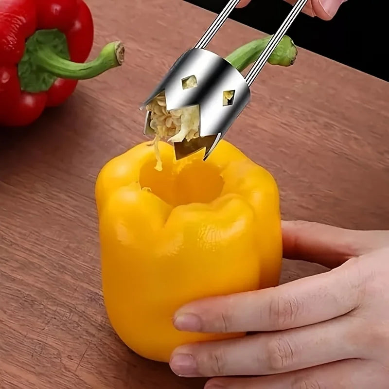 Stainless Steel Corers Portable Core Remover Fruit and Vegetable Core Extractor Kitchen Tools for Pitting Chili Peppers Melons