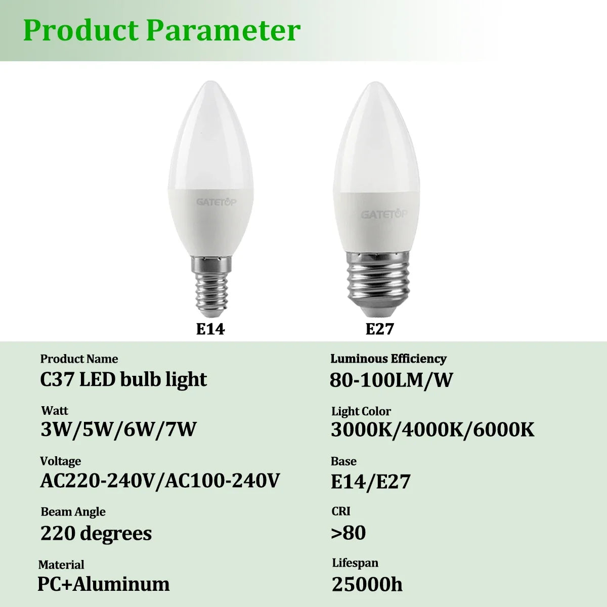 5-12pcs E14 E27 Led Bulb 220V 110V 3W 5W 6W 7W Warm Lighting 3000K 6000K Candle Lamp Led Chandelier Light for Home Decoration