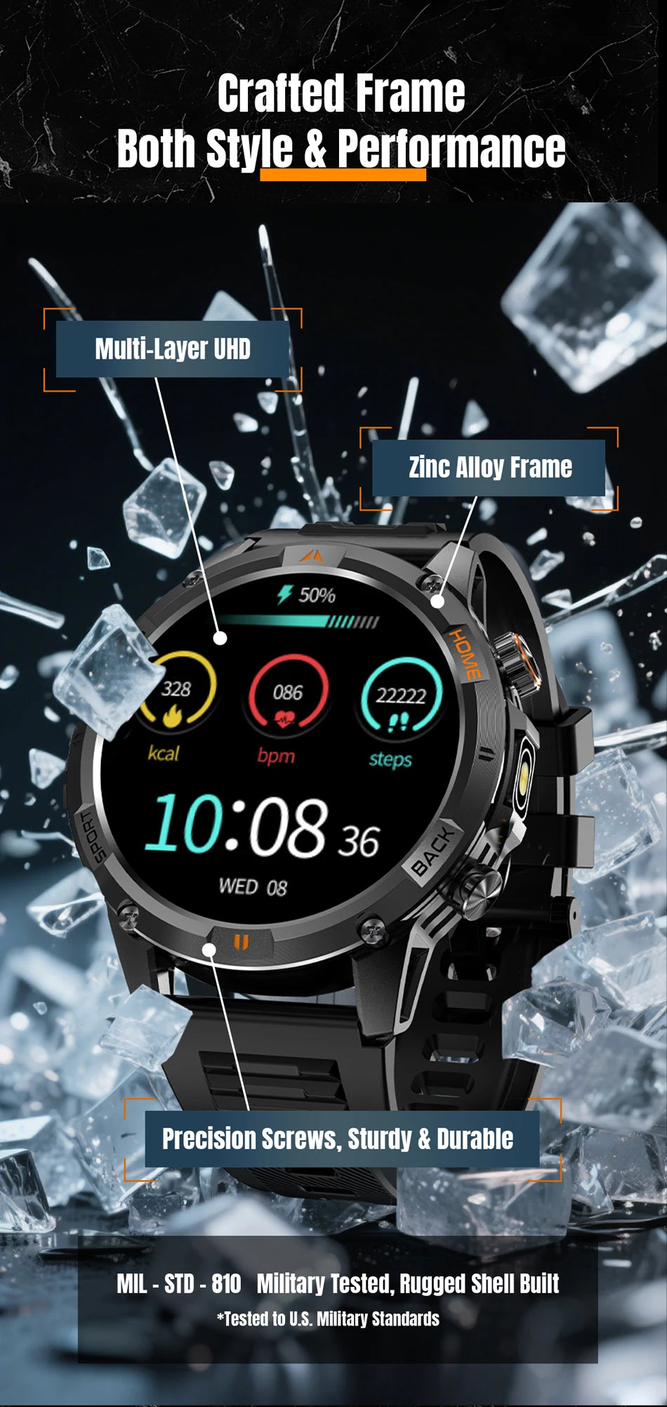 2025 New Professional GPS Sports Smart Watch Outdoor RIDE Run GPS track Swim Watchs Compass 3ATM Sports Bluetooth Call Watch Men
