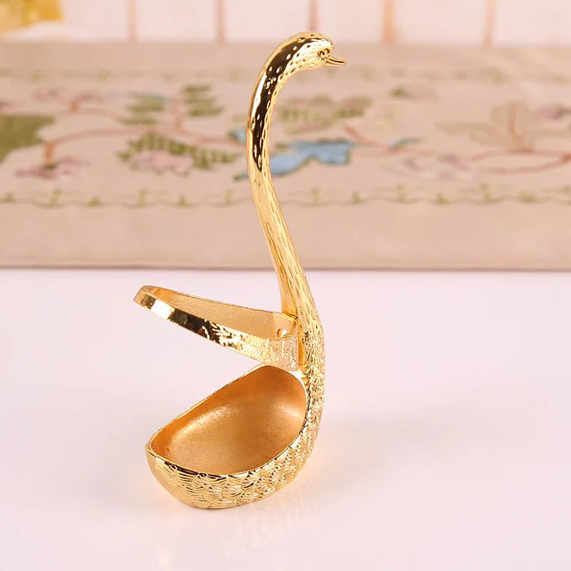 Ice Cream Cake Coffee Tea Stirring Spoons Dessert Swan Holder Cutlery Spoons Set Cutlery Kitchen Tableware 1 Set of 7 Pieces