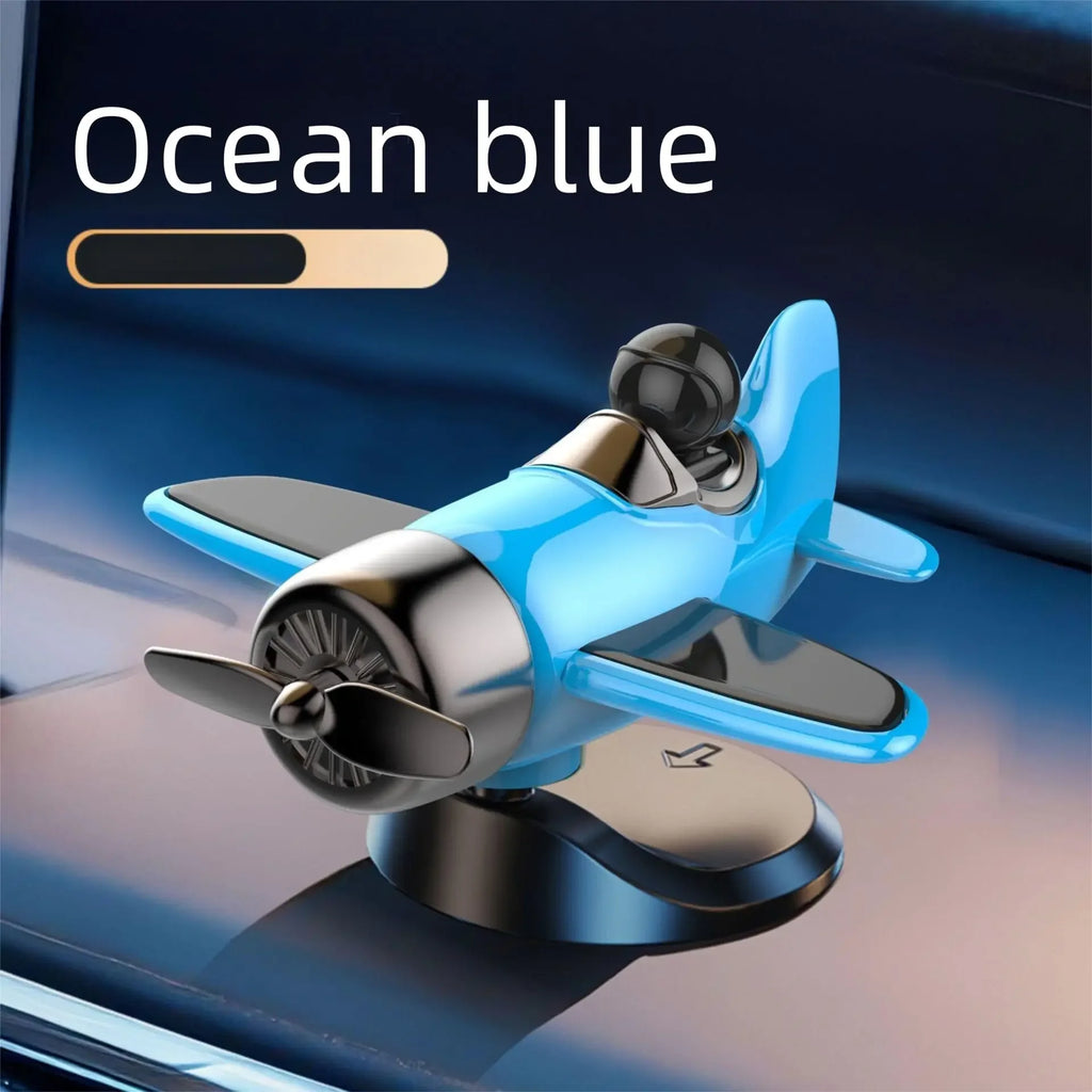 Car Solar Powered Rotating Airplane Decor Dashboard Windmill Spinner Creative Center Console Ornament Vehicle Accessories