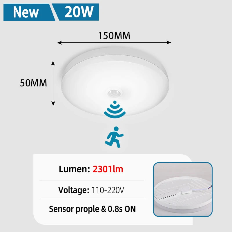 220V PIR Motion Sensor Ceiling Lamp 110V 220V Motion Detector Modern Ceiling Lighting For Corridor Garage Stair Balcony