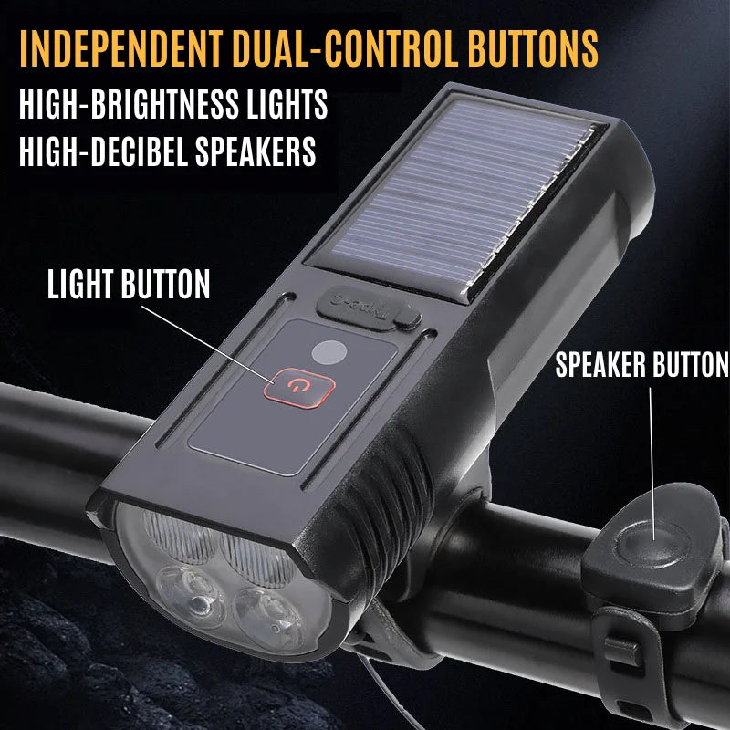 Bike Smart Light Front LED Bicycle Light with Horn Type-C Charging MTB Head Lamp Waterproof Flashlight Road Cycling Accessories