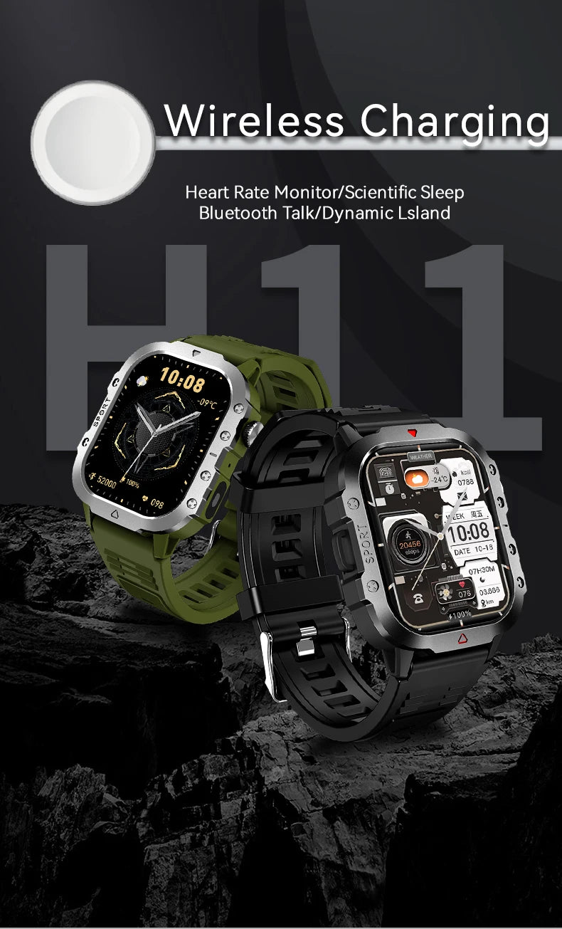 G.L Wear New Military Smart Watch Men Outdoor Sports Fitness Tracker Health Monitor 2.19 inch Bluetooth Talk Smart Watch