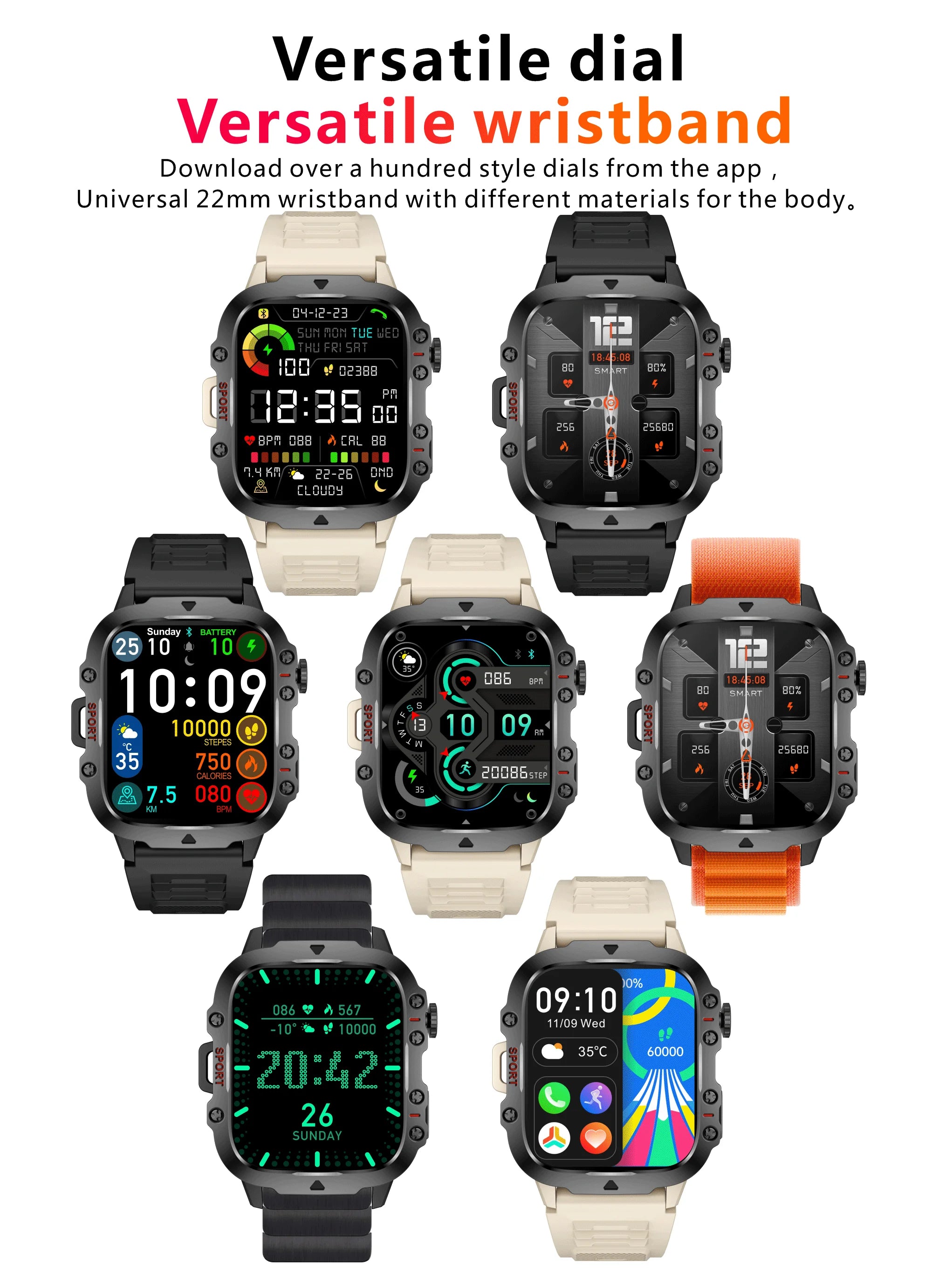 2025 Outdoor Smart Watch Men 2.01" Screen 3ATM Waterproof Watches Bluetooth Call Ai Voice Sport Smartwatch For Android IOS Phone