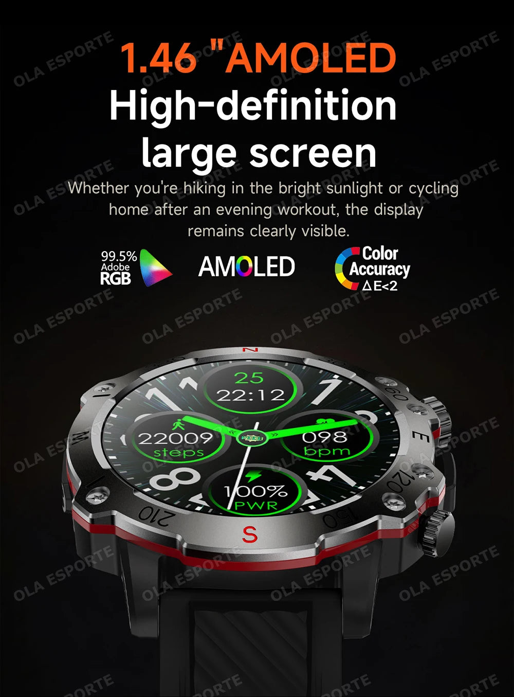 GPS Smart Watch 5ATM Waterproof Built-in Dual-band GNSS GPS Motion trajectory Military Sport Smartwatch Men 2025 New For Android