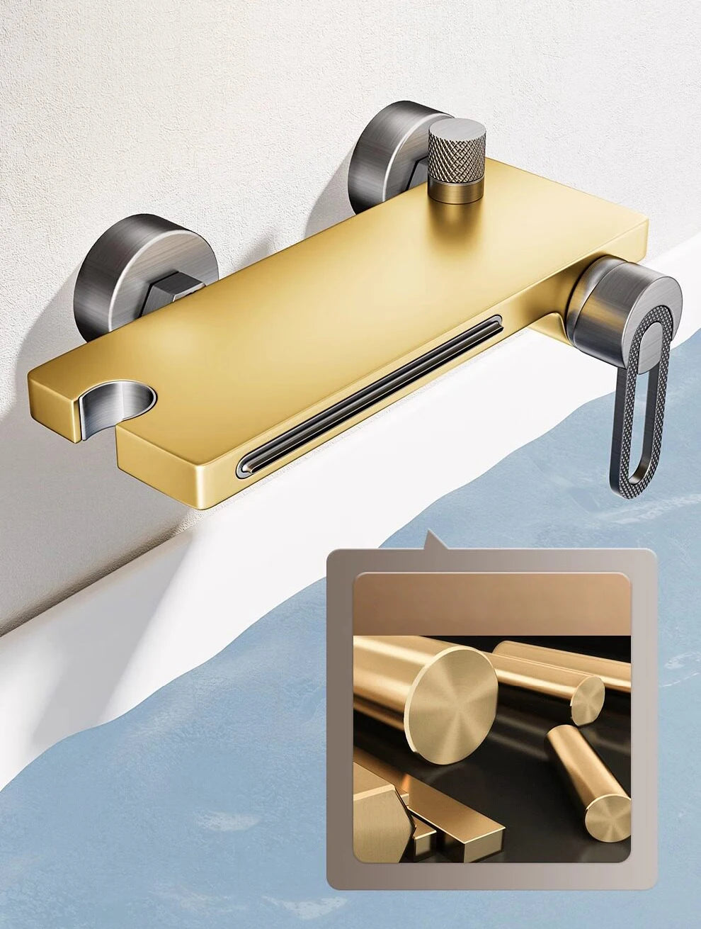 Bathtub Shower Faucet Single Handle Spout Mixer Tap With Hand Shower Wall Mount Platform Bath Mixer Water Faucet Wall Mounted