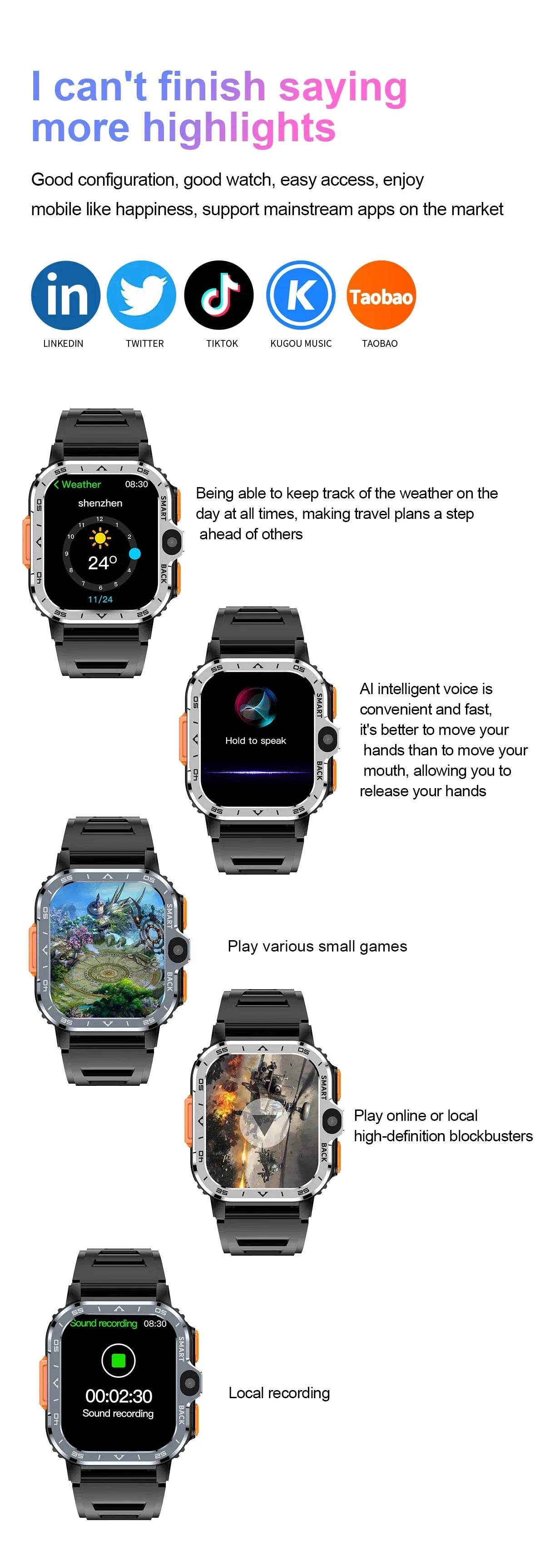 PGD Android Smart Watch Men GPS 16G/64G ROM Storage HD Dual Camera 4G 5G SIM WIFI Wireless Fast Internet Access Watch