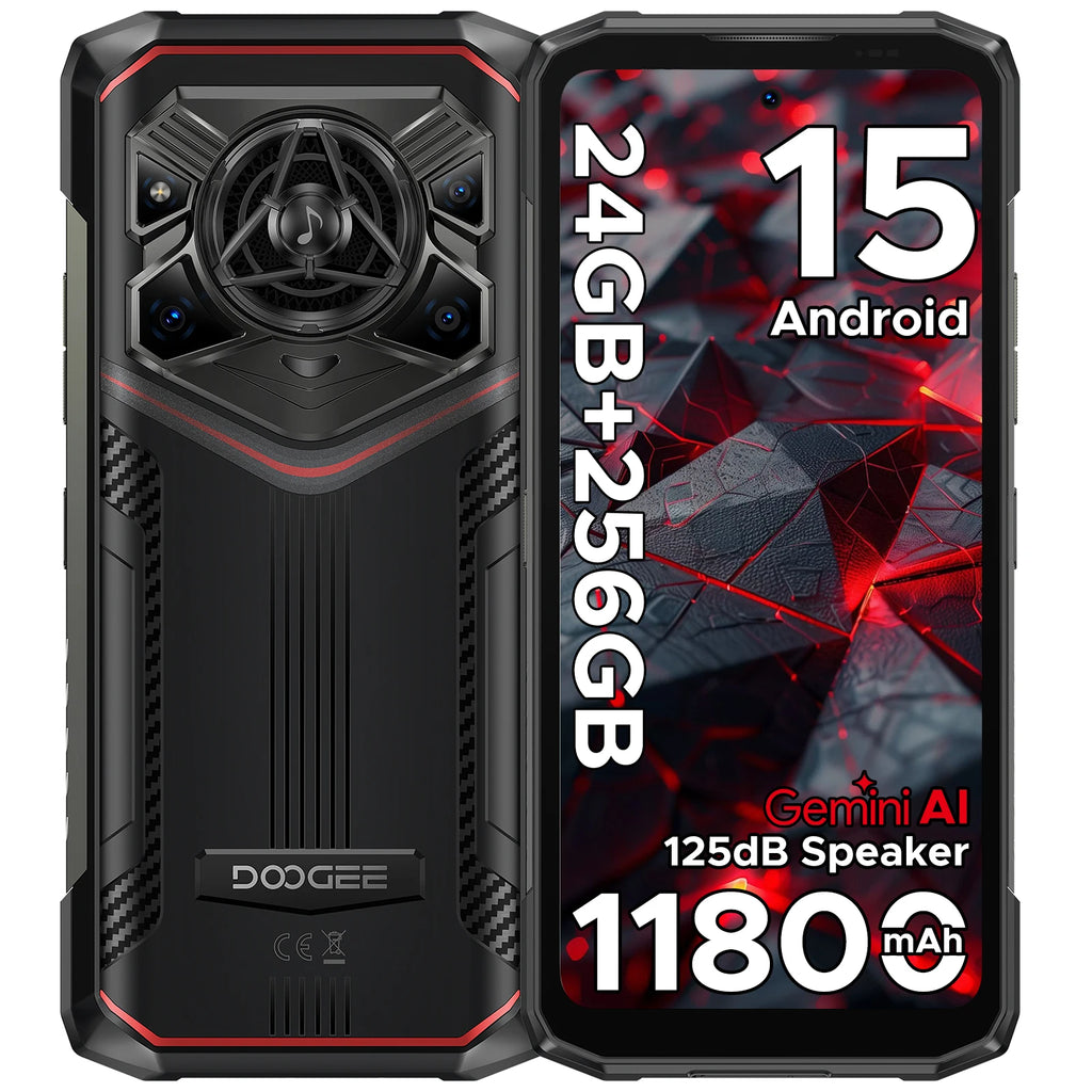 DOOGEE Blade20 Pro Rugged Phone 6.6'' Screen Gemini AI 125dB Speaker 11800mAh Battery 24GB(6+18) 256GB Android 15 NFC Smartphone