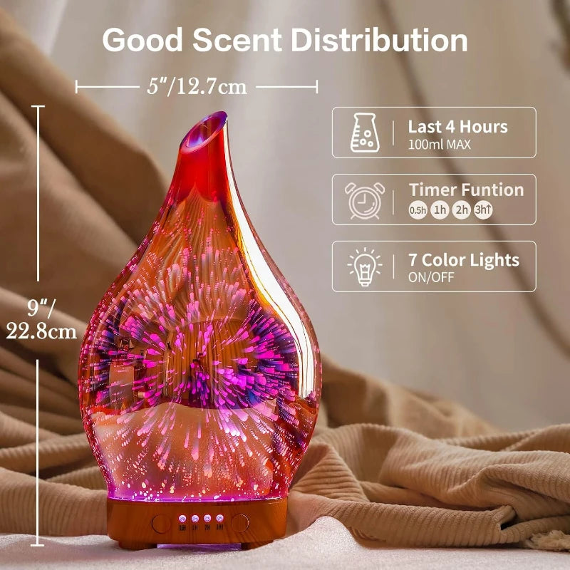 Essential Oil Diffuser 3D Aromatherapy Ultrasonic HumidifierAuto Shut-Off Timer Setting,Aroma Decoration for Home Office Gift