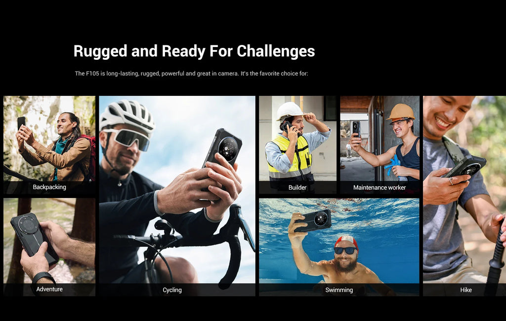 Fossibot F109 Smartphone 8GB 256GB 5G Rugged Phone 10600mAh 6.745" Display 50MP Camra Dual Screen Face Unlock Android 14 NFC