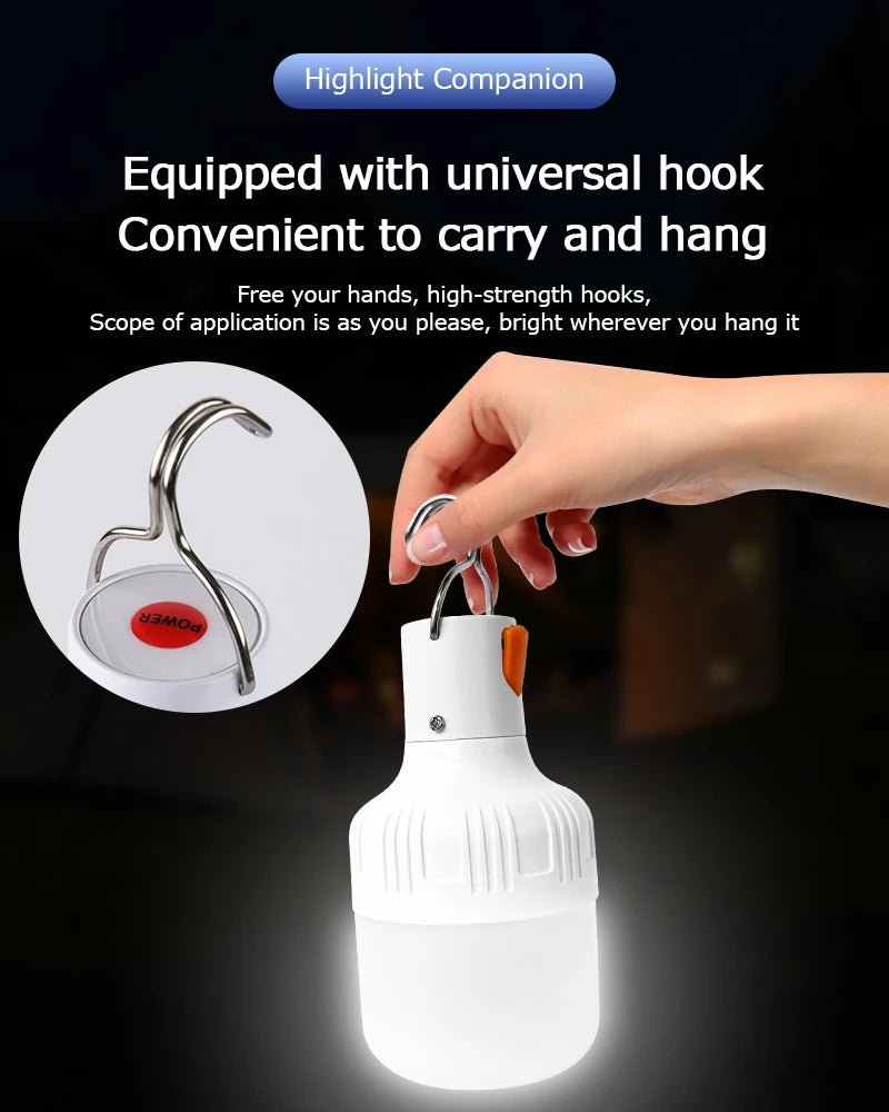 2pcs Rechargeable LED Indoor Outdoor Emergency Hookup Portable Lights with Battery Flashing Lights Barbecue Tent Camping Lights