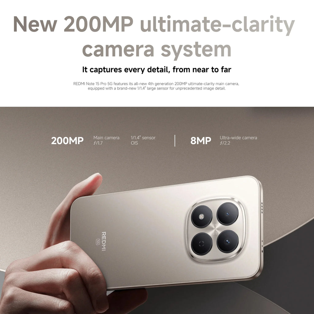 Xiaomi Redmi Note 15 Pro 5G Global Version MediaTek Dimensity 7400-Ultra 6.83" 120Hz AMOLED Display 200MP 6580mAh 45W