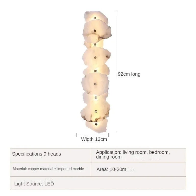 Modern Natural Marble All Copper LED Wall Lamp Dining Room Bedroom Bedside Living Room Indoor Creative Decoration Wall Light