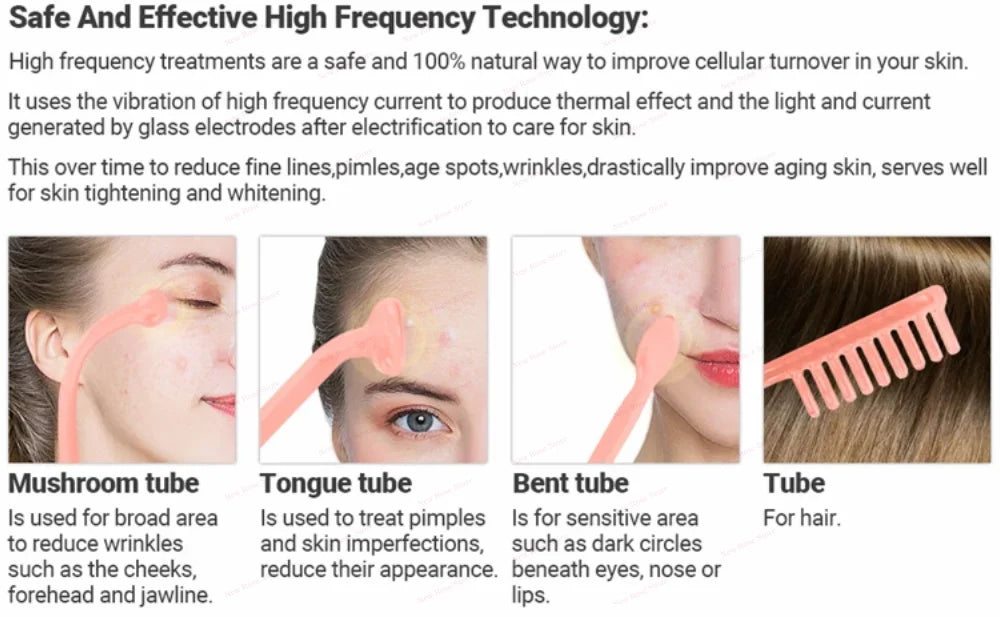 Portable Electrical High Frequency Facial Beauty Machine for Acne Treatment Skin Tightening and Detox