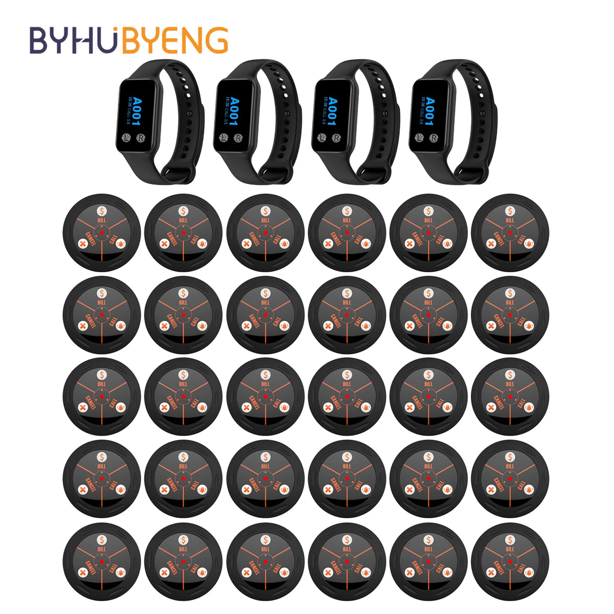BYHUBYENG Wireless Calling System Watch Receiver Caller Wait Watch Pager with Calling Buttons for Restaurant Cafe Hotel