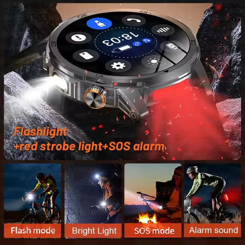2026 Military T-Rex 3 Smart Watch Fitness Clock Men 466*466 AMOLED Screen 1000mAh Battery Flashlight Call Waterproof Smartwatchs