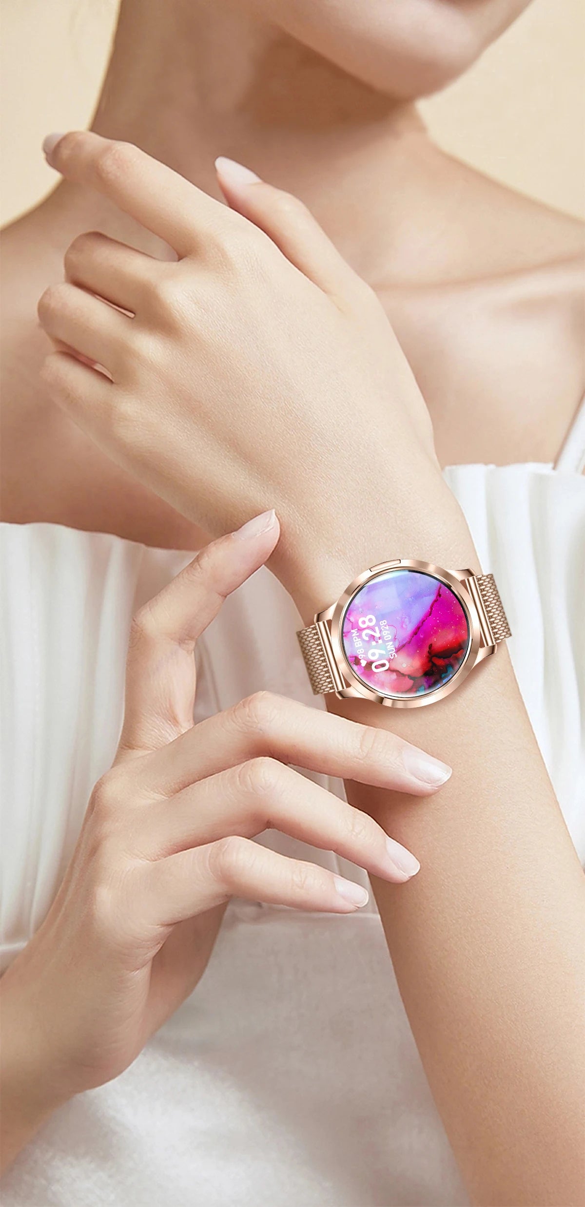 New Women Smart Watch 1.32"AMOLED Full Touch Screen Bluetooth Call Blood Pressure IP68 Waterproof NFC 7.3mm Ultra-thin bracelet
