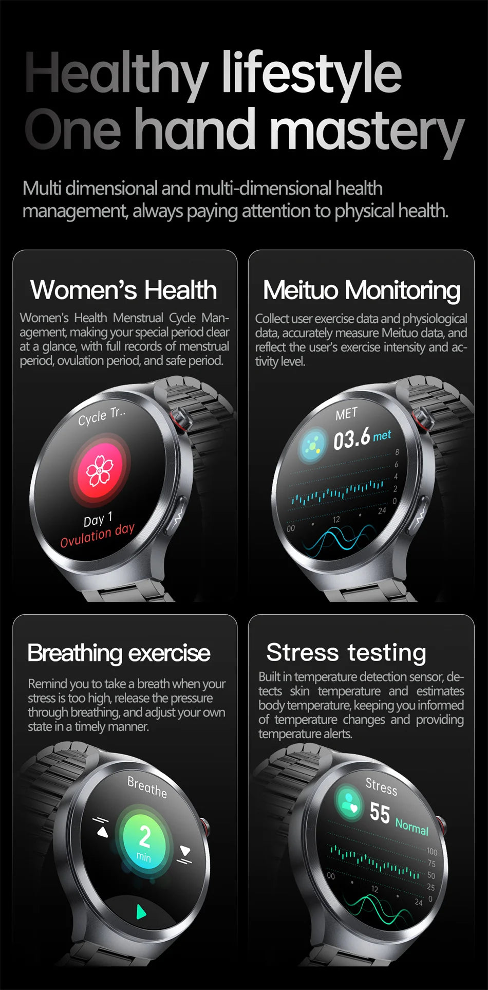 New For Health ECG+PPG Smart Watch Lipids Uric acid Blood Pressure Health watch Men NFC 100+Sport HD Bluetooth call Clock Women