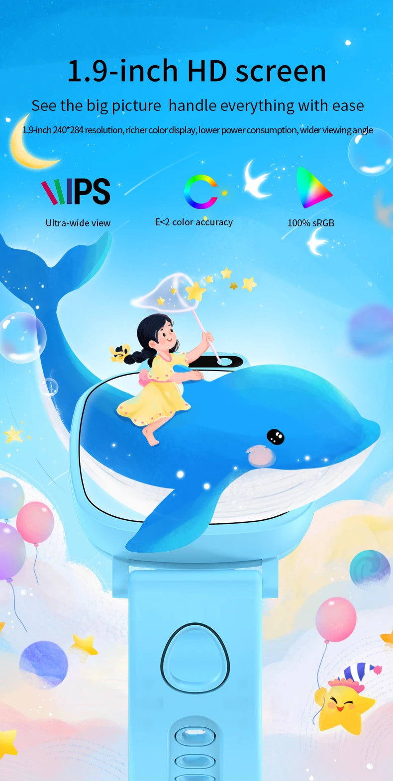 LAXASFIT Kids Smart Watch HD Touchscreen Front Camera Sleep Tracking 18 Educational Games Alarm Clock Holiday Gift For Children