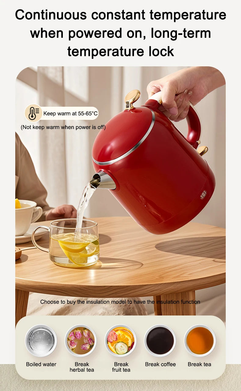 Thermostatic Electric Kettle Household 304 Stainless Steel Insulation Boiling Water Teapot Coffee Thermo Bottle Boiler Pot 1L