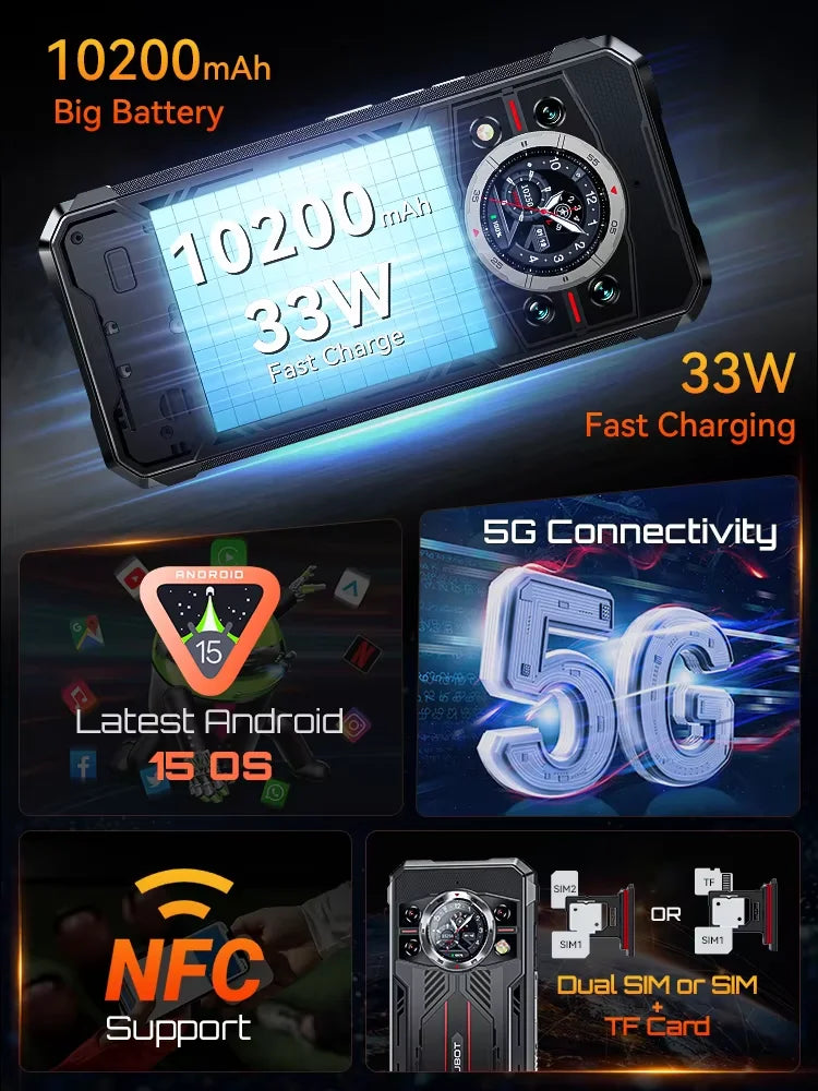 [Ship From UK] Cubot KingKong 11 Rugged Smartphone 5G 10200mAh 32GB(16+16) 256GB 108MP 6.72'' Mobile Phone Android 15 Cellphones
