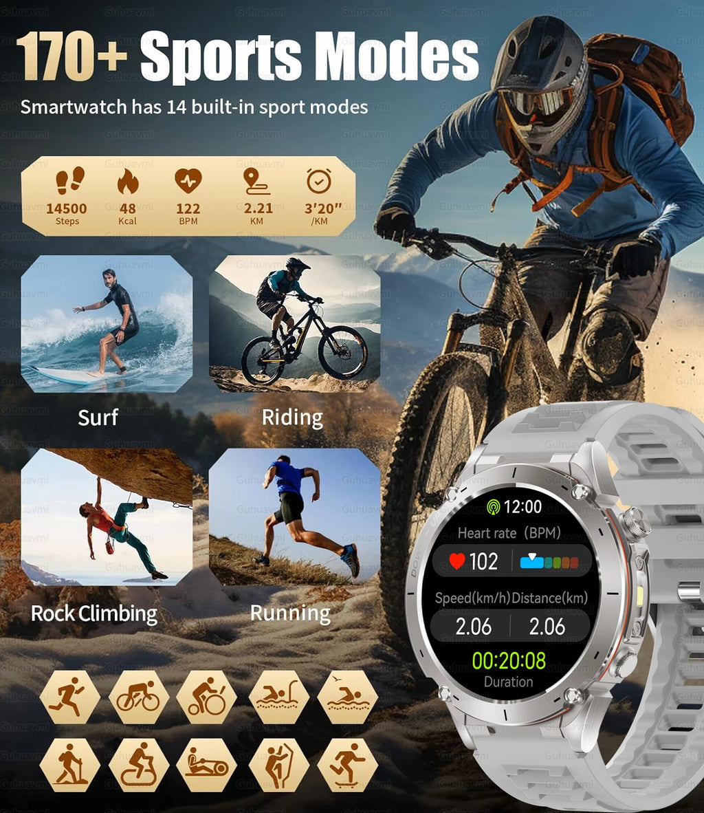 2025 GUHUAVMI Y-101 GPS Sports Smart Watch 10ATM Waterproof Built-in Dual-Band GNSS Compass Altimeter Military Grade Smartwatchs
