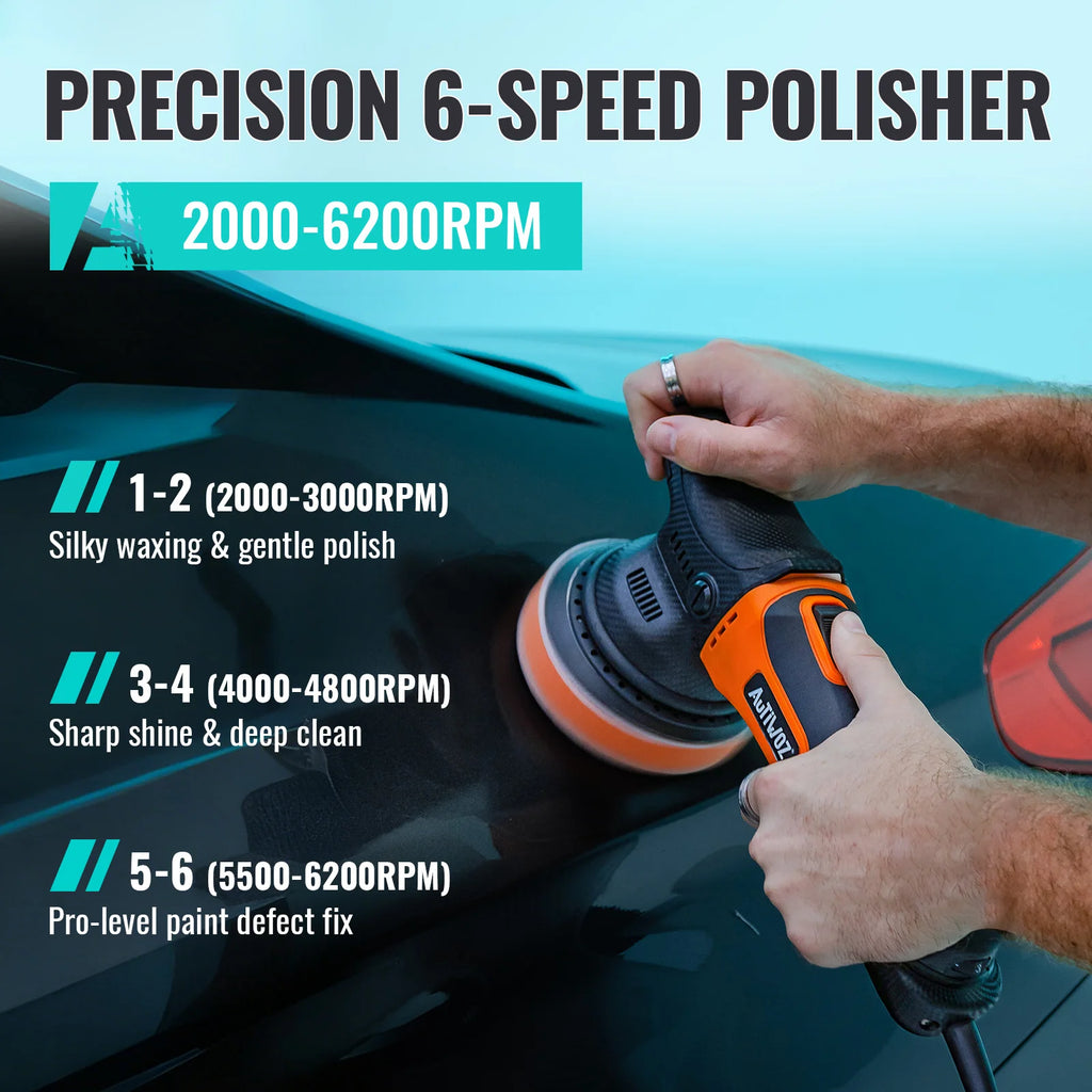 AUTIWOZ W01 630W Dual Action Car Polisher 125mm/5" Random Orbital Buffer 6 Speed DA Polishing Machine Waxing Kit For Auto Paint
