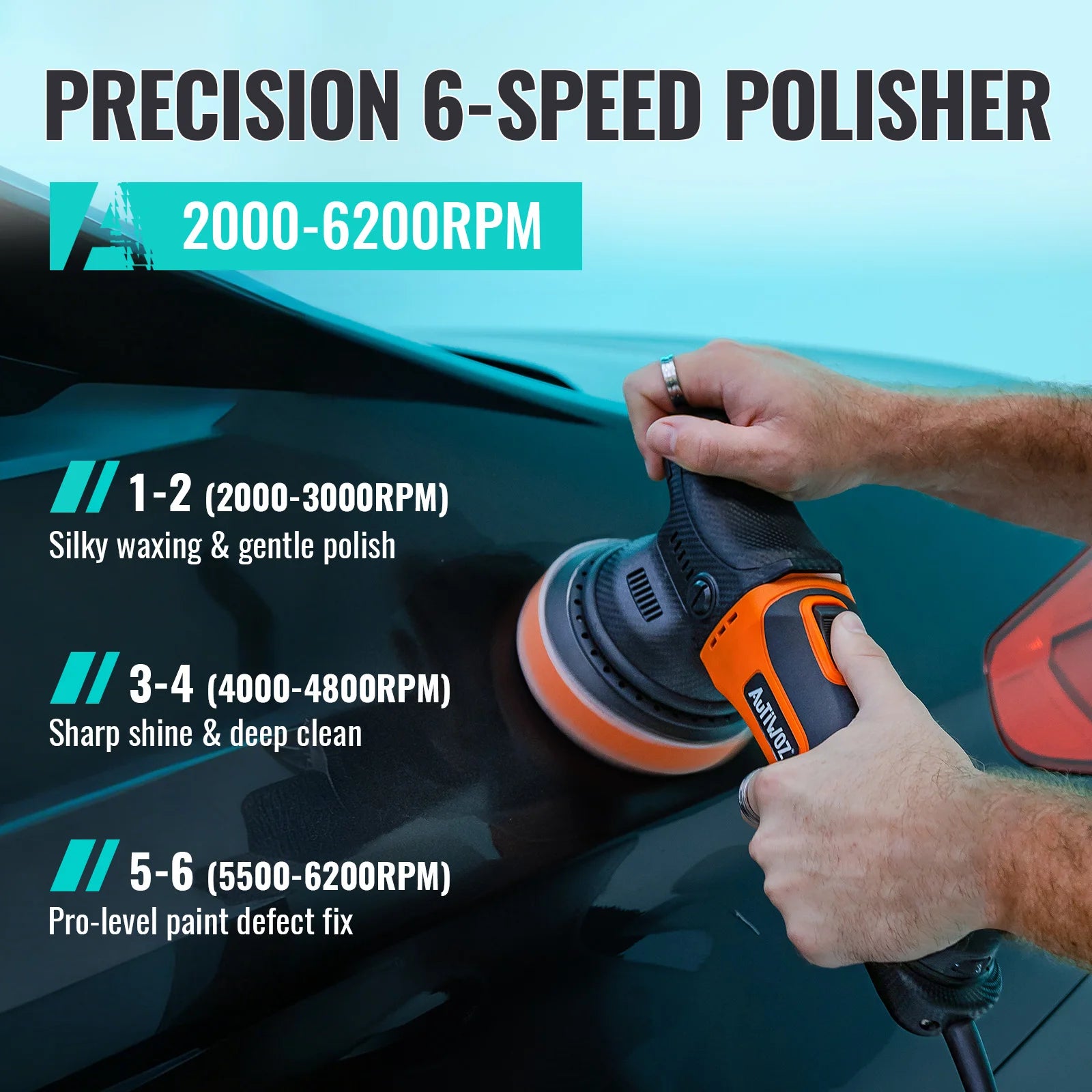 AUTIWOZ W01 630W Dual Action Car Polisher 125mm/5" Random Orbital Buffer 6 Speed DA Polishing Machine Waxing Kit For Auto Paint