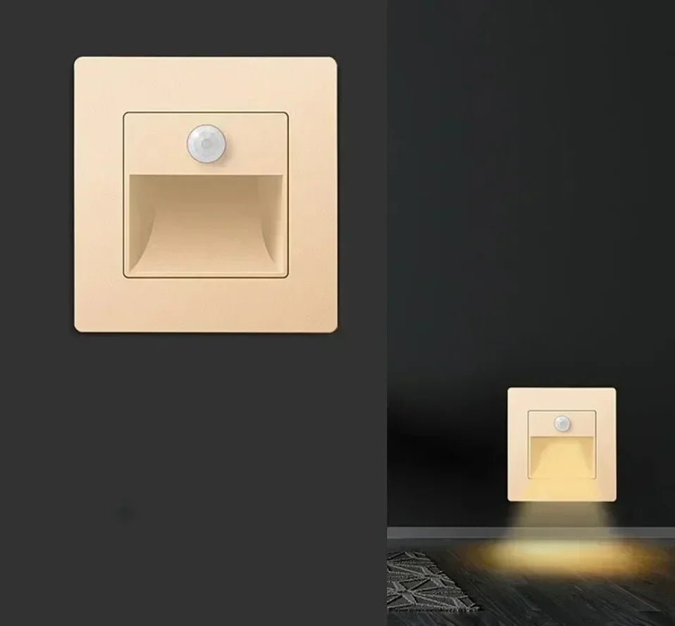 2~1PCS Led Stair Light PIR Motion Detector Sensor 220V Infrared Human Lamp Recessed Steps Ladder Staircase Bedroom Night Light