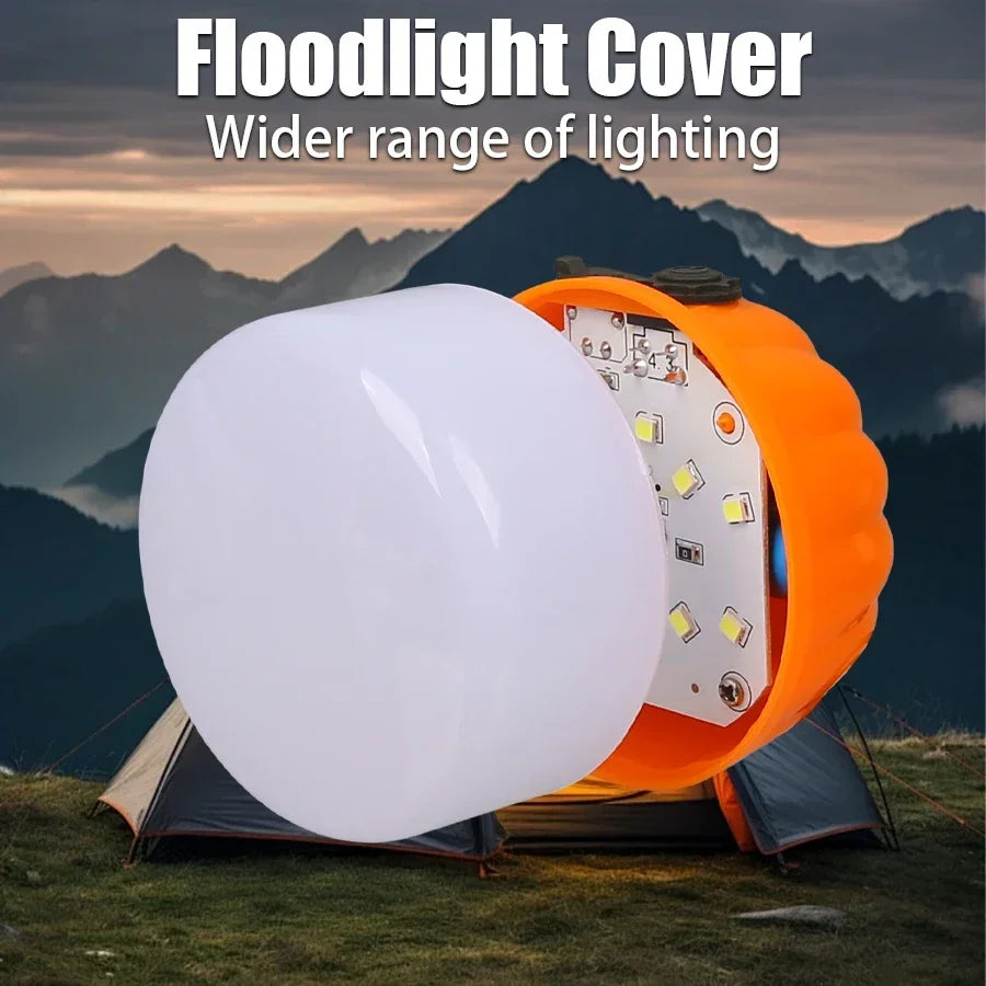 500W LED Camping Lantern USB Rechargeable Portable Lamp Bulb Flashlight with Power Display Emergency Light for Outdoors Fishing