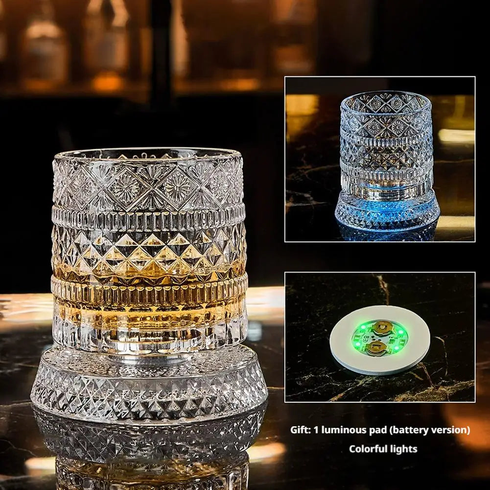 1set 260ML Rotating Whiskey Glass Creative Crystal Premium Beer Cup Str Relief Liquor Cup With Base Straight Drink Mold Wine Gla