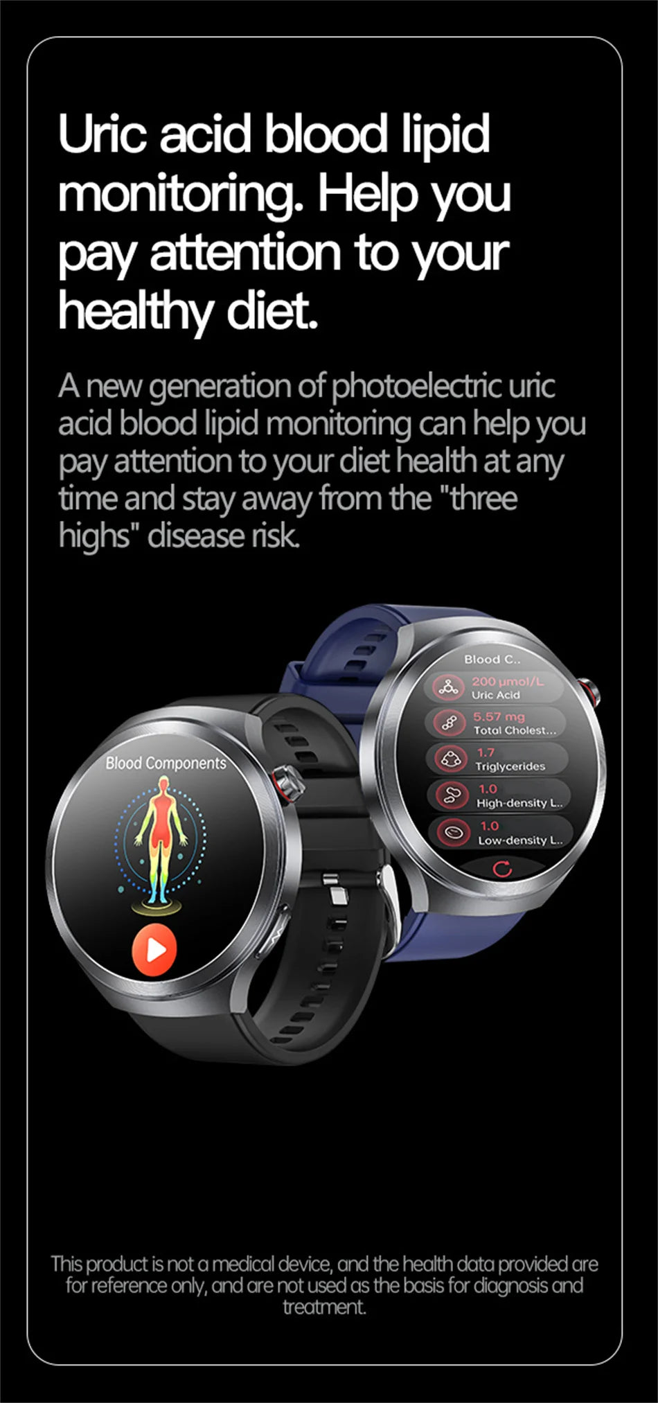 New For Health ECG+PPG Smart Watch Lipids Uric acid Blood Pressure Health watch Men NFC 100+Sport HD Bluetooth call Clock Women