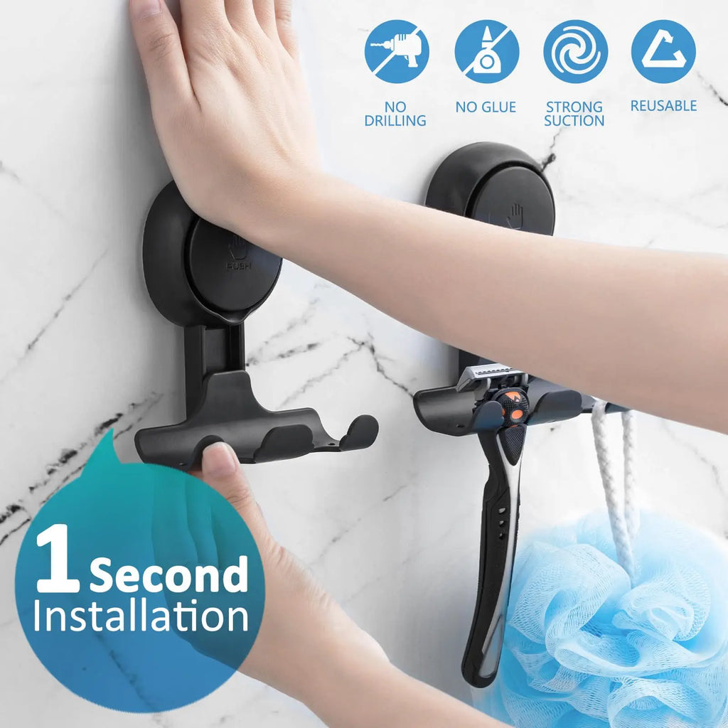 TAILI Shower Razor Hooks for Bathroom Kitchen Shower Hooks Suction Cup Hook Powerful Vacuum Suction Hooks Removable and Reusable