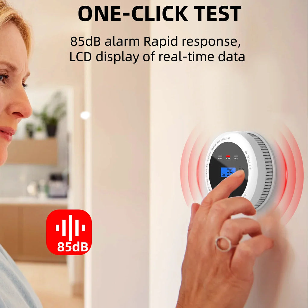 Independent Smoke detector Carbon Monoxide Alarm Combo，2 in 1 Smoke & CO Alarm for Home Security Protection Smoke Alarm