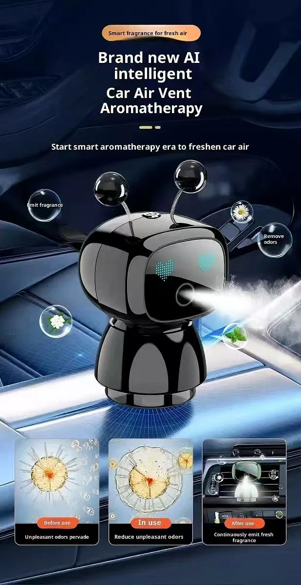 Smart Robot Car Air Vent Perfume Clip Auto On/Off with Car Start New Spring Summer Style Long Lasting Fragrance Odor Eliminator