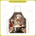 Funny Cat Chef Apron, Realistic Cooking Cat Print Kitchen Bib, Animal Lover Gift, Waterproof Baking Apron for Home & Restaurant
