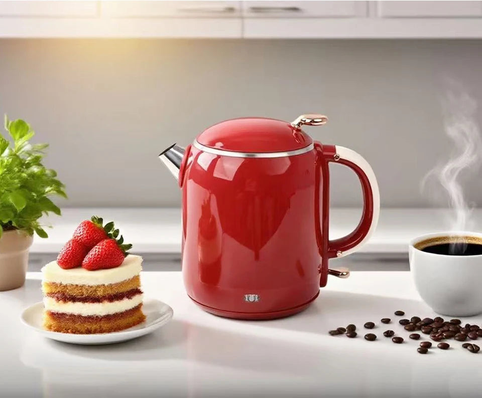 1.0L Anti-Scald Electric Kettle, Seamless Electric Kettle, 304 Stainless Steel Household Fast Boiling Kettle for Coffee Brewing